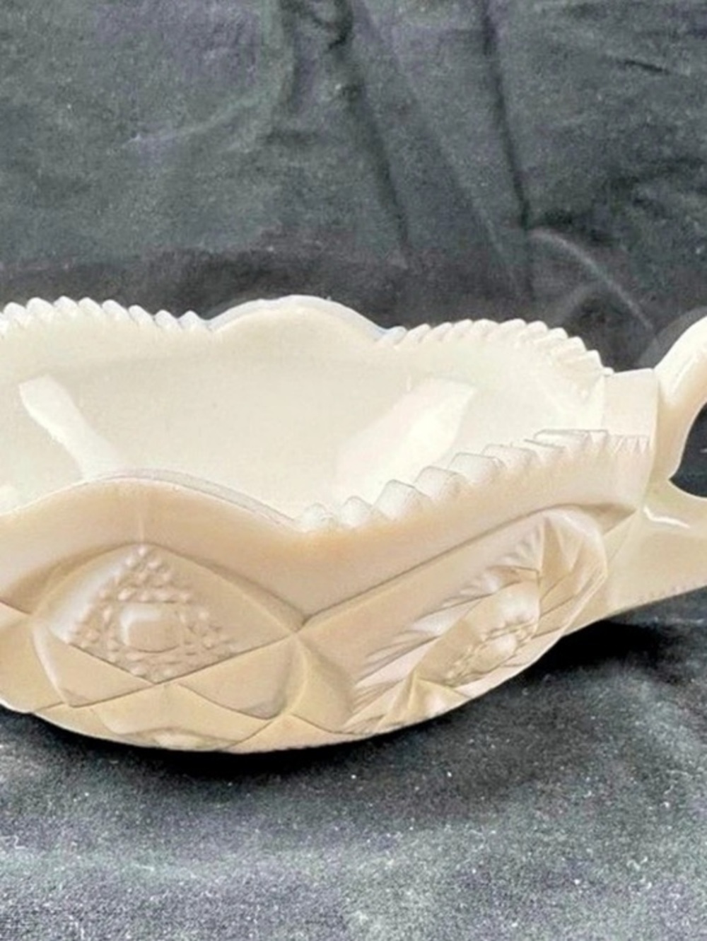 Vintage Fostoria Winburn Milk Glass Nappy Dish Finger Loop